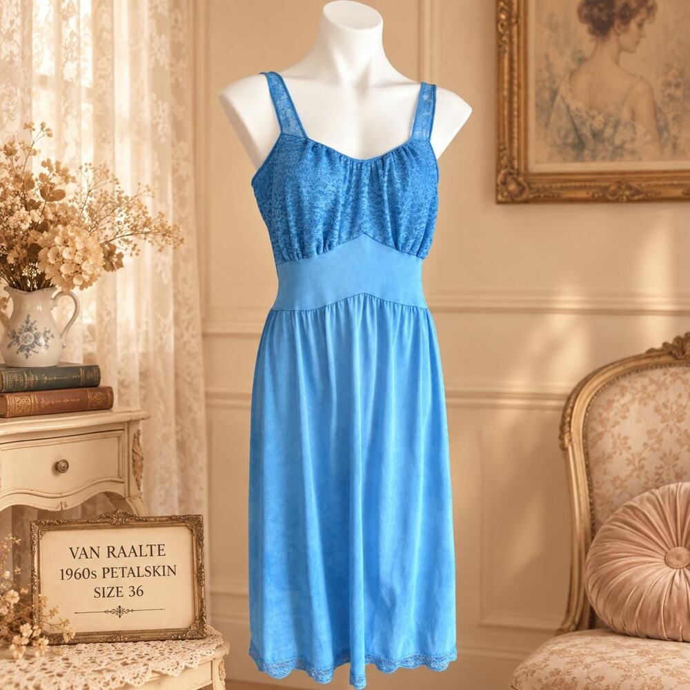 Vintage Van Raalte 1960s Custom Colored Petalskin Lace Gown Size 36